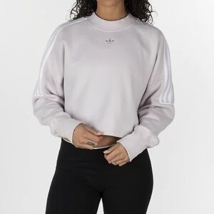 Adidas Originals 3 Stripe Logo Crop Sweatshirt Women’s XS Ice Purple NWT FLAW